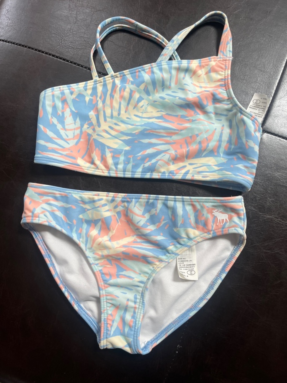 abercrombie kids Pastel Leaf Print Bikini - Blue, Pink, Cream